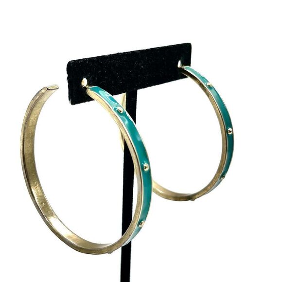 Hoops in Gold tone w/ Enamel w/ Spike Decor - Picture 1 of 3